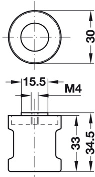 Schließsysteme - Häfele Adapter-Knopf Symo | feststehend | 33 mm Länge