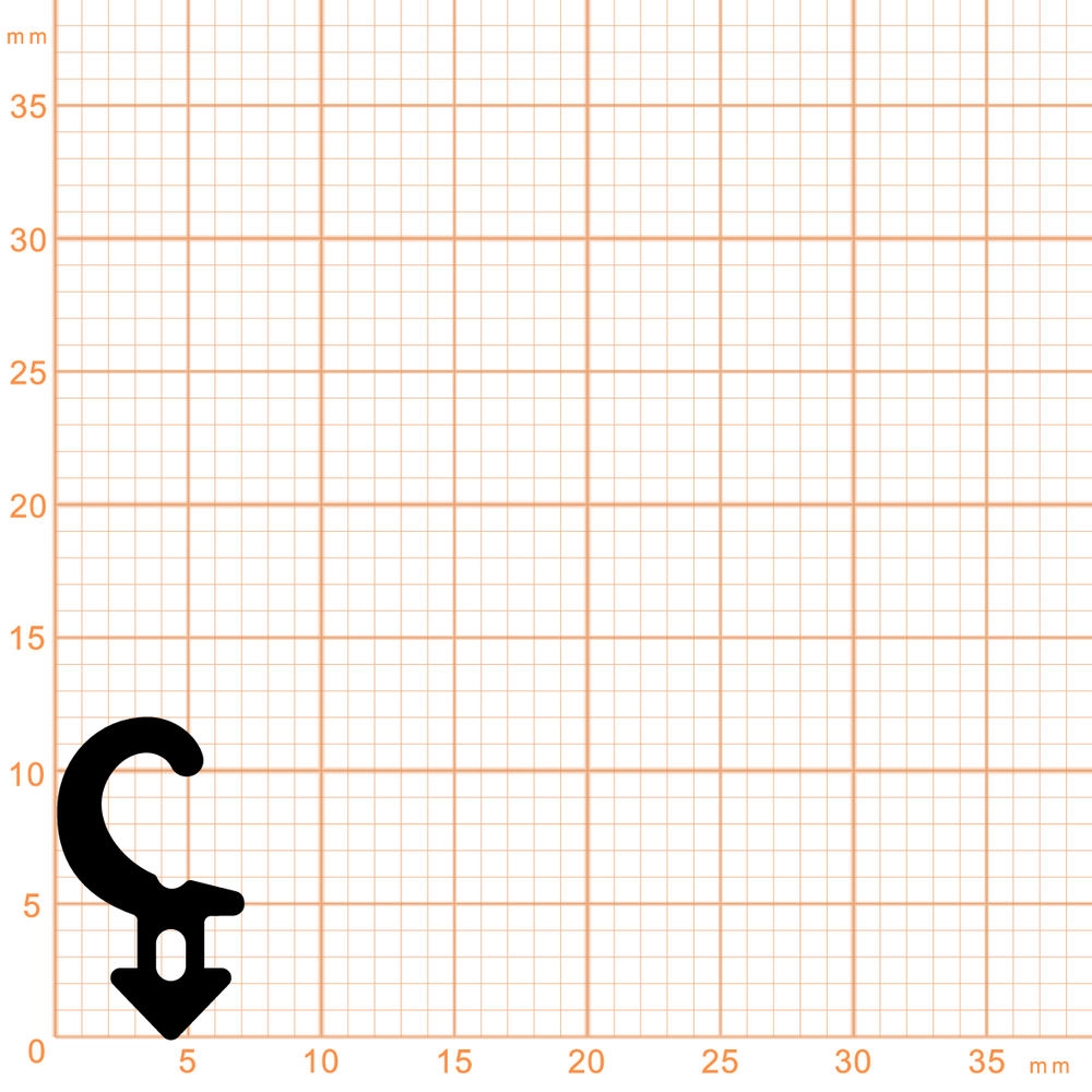 Lippendichtungen - Anschlagdichtung mit Lippe und profiliertem Fuß | 12 mm Höhe | Farbe: schwarz