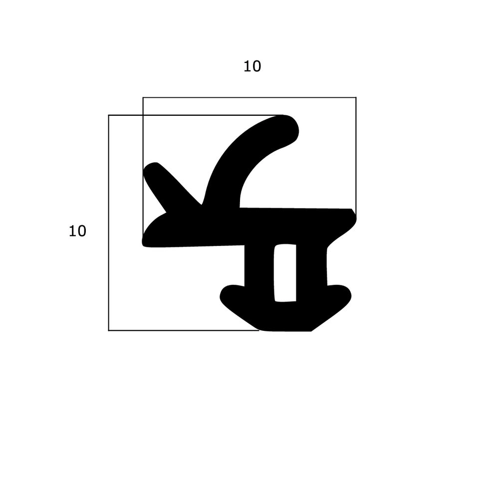 Lippendichtungen - Anschlagdichtung mit Lippe und profiliertem Fuß | 10 mm Höhe | Farbe: schwarz