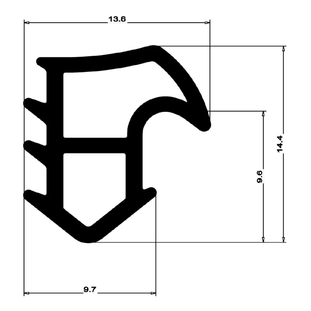 Türrahmen Dichtung - Stahlzargendichtung für Stahlrahmen | 15 mm Höhe | Farbe: grau