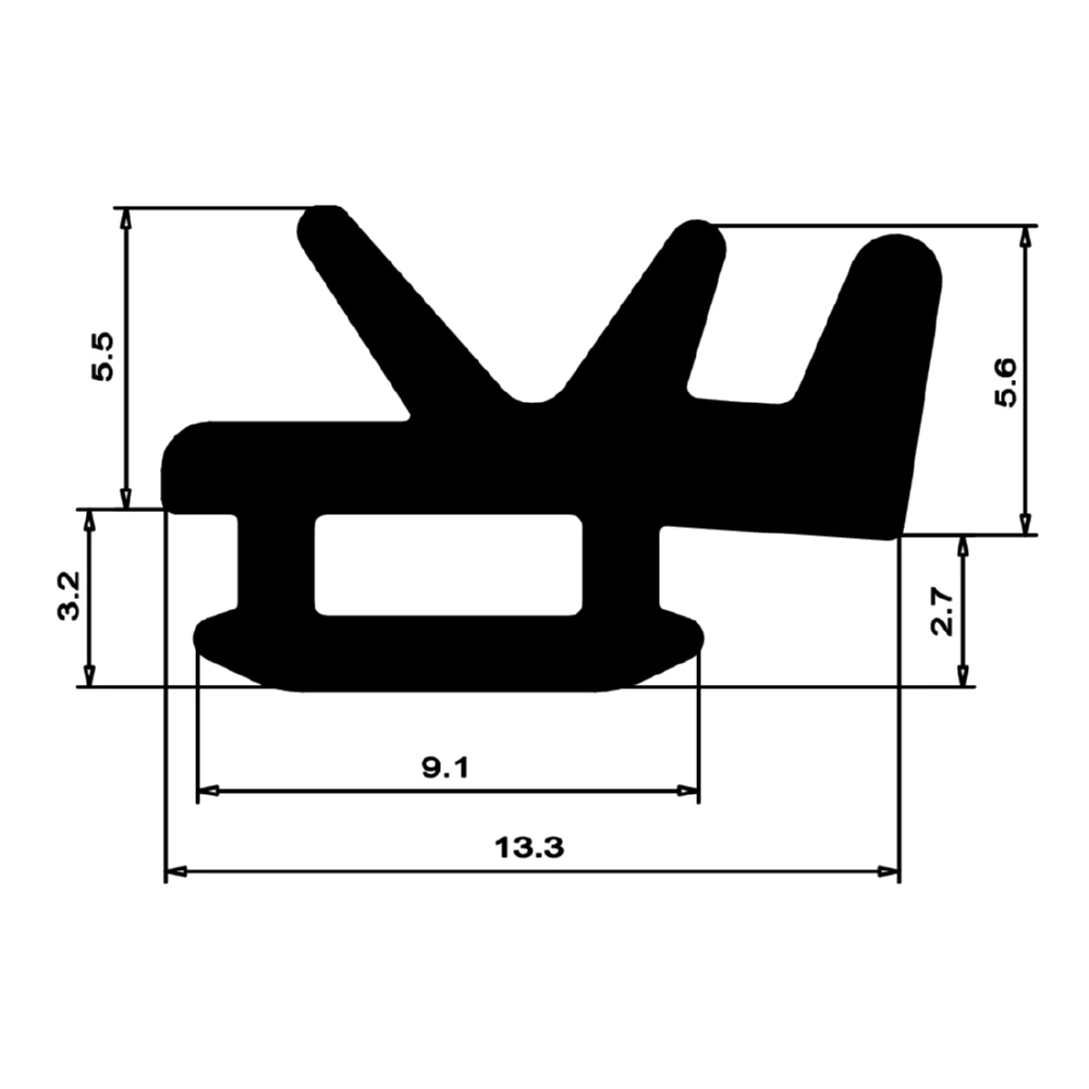 Verglasungsdichtung für Fenster | 14,5 mm Breite | Farbe: schwarz