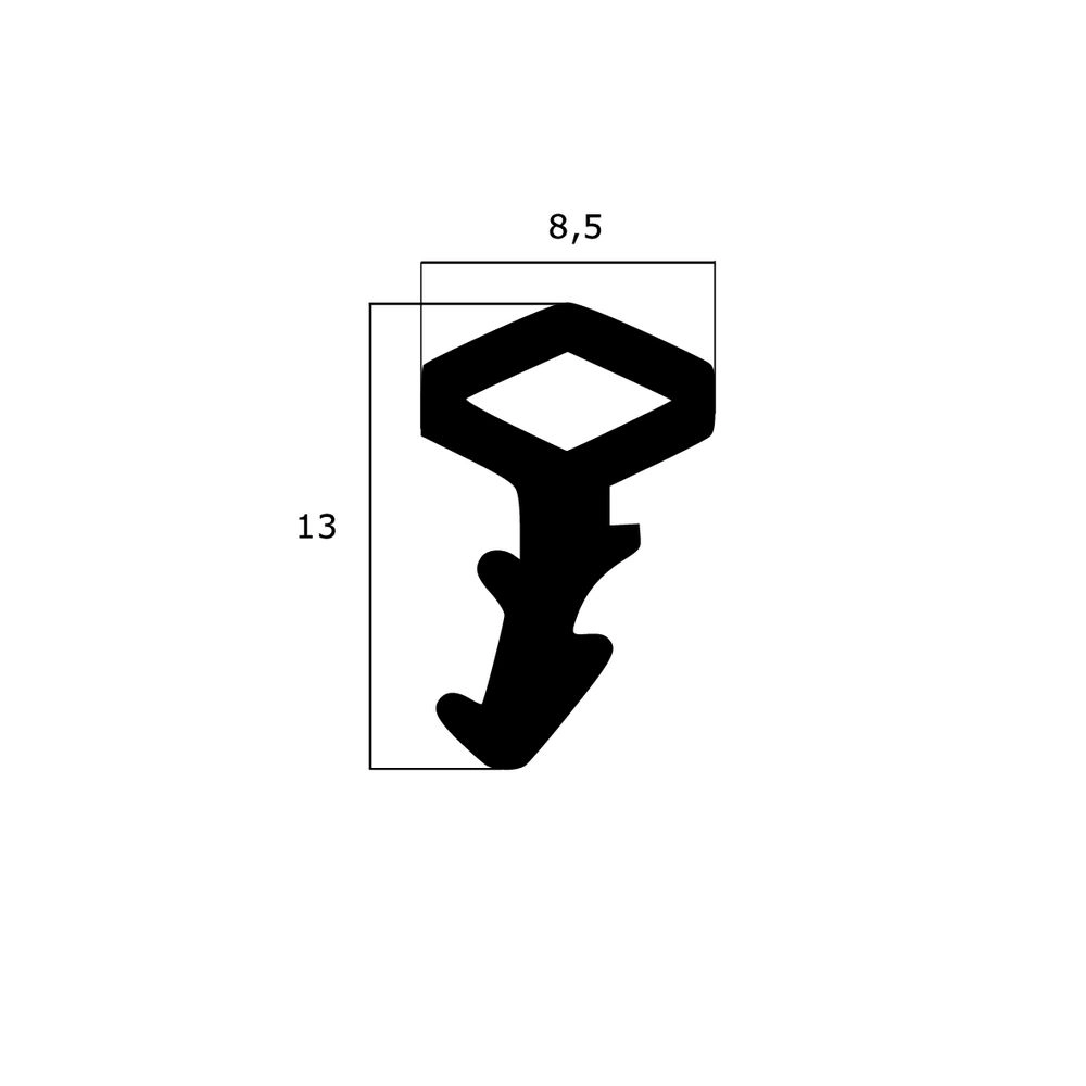 Türrahmen Dichtung - Stahlzargendichtung für Jansen Metalltüren | 13 mm Höhe | Farbe: schwarz
