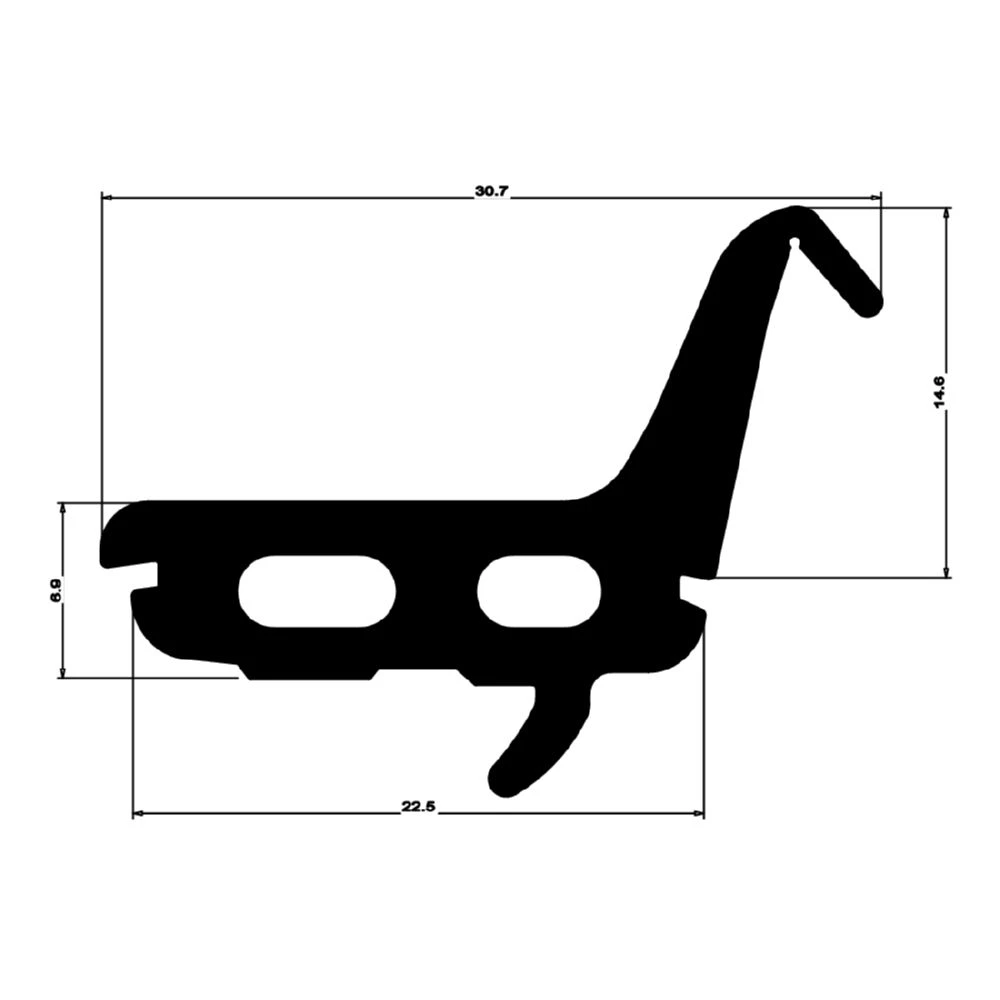 Mitteldichtung für Hueck Hartmann Metallfenster | 22,5 mm Höhe | Farbe: schwarz