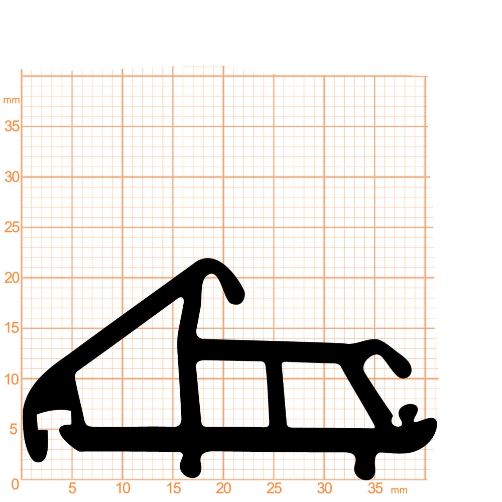 Bodenschwellendichtungen - Mitteldichtung für Metall- und Alufenster | 22 mm Höhe | Farbe: schwarz