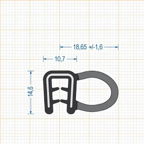 Kantenschutz Dichtprofile - Kantenschutzprofil | Höhe: 14,6 mm | Farbe: schwarz