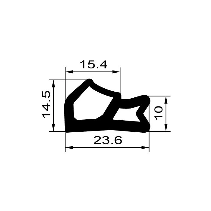 Türrahmen Dichtung - Stahlzargendichtung für seitliche Nut | 23,6 mm Breite | Farbe: grau