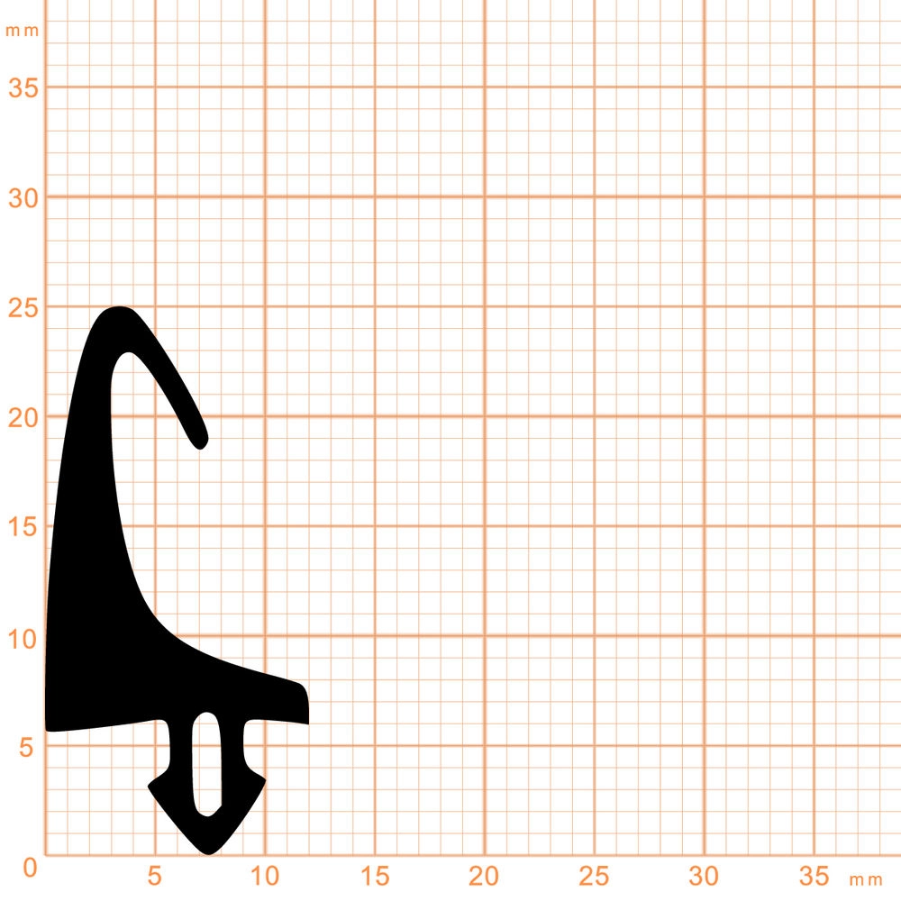 Mitteldichtungen - Mitteldichtung für Metallfenster | 25 mm Höhe | Farbe: schwarz