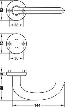 Türdrücker - Türdrücker-Garnitur mit Buntbart | Hoppe Marseille E1138Z/42KV/42KVS | Farbe: silber