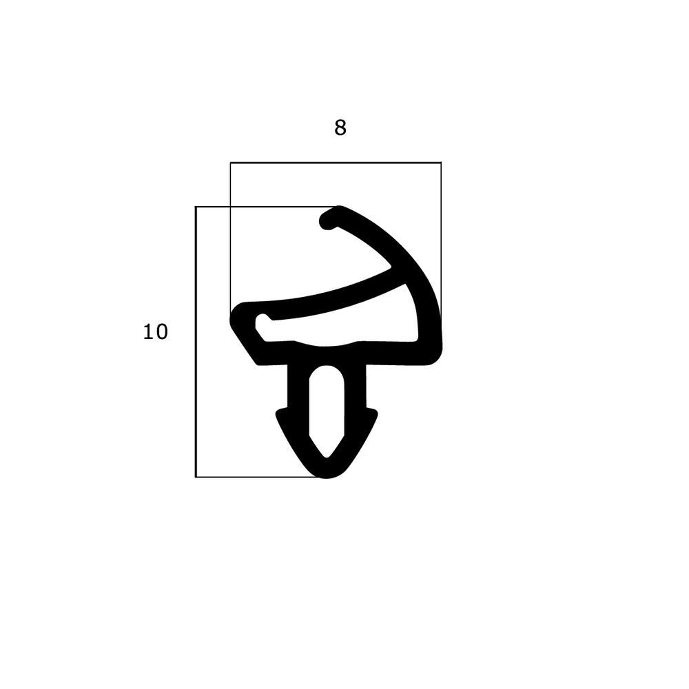 Lippendichtungen - Anschlagdichtung mit Schlauch | 10 mm Höhe | Farbe: schwarz 