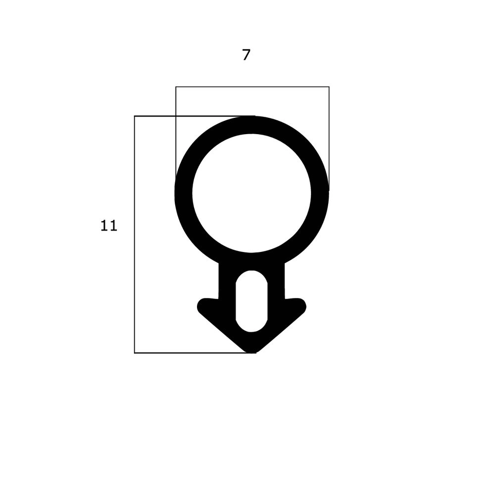 Schlauchdichtungen - Anschlagdichtung mit Schlauch für Weru Fenster | 11 mm Höhe | Farbe: schwarz 