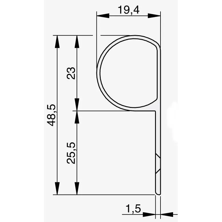 Fingerschutzprofile - Bandseitensicherungen | Länge: 1750 mm | Farbe: Silber