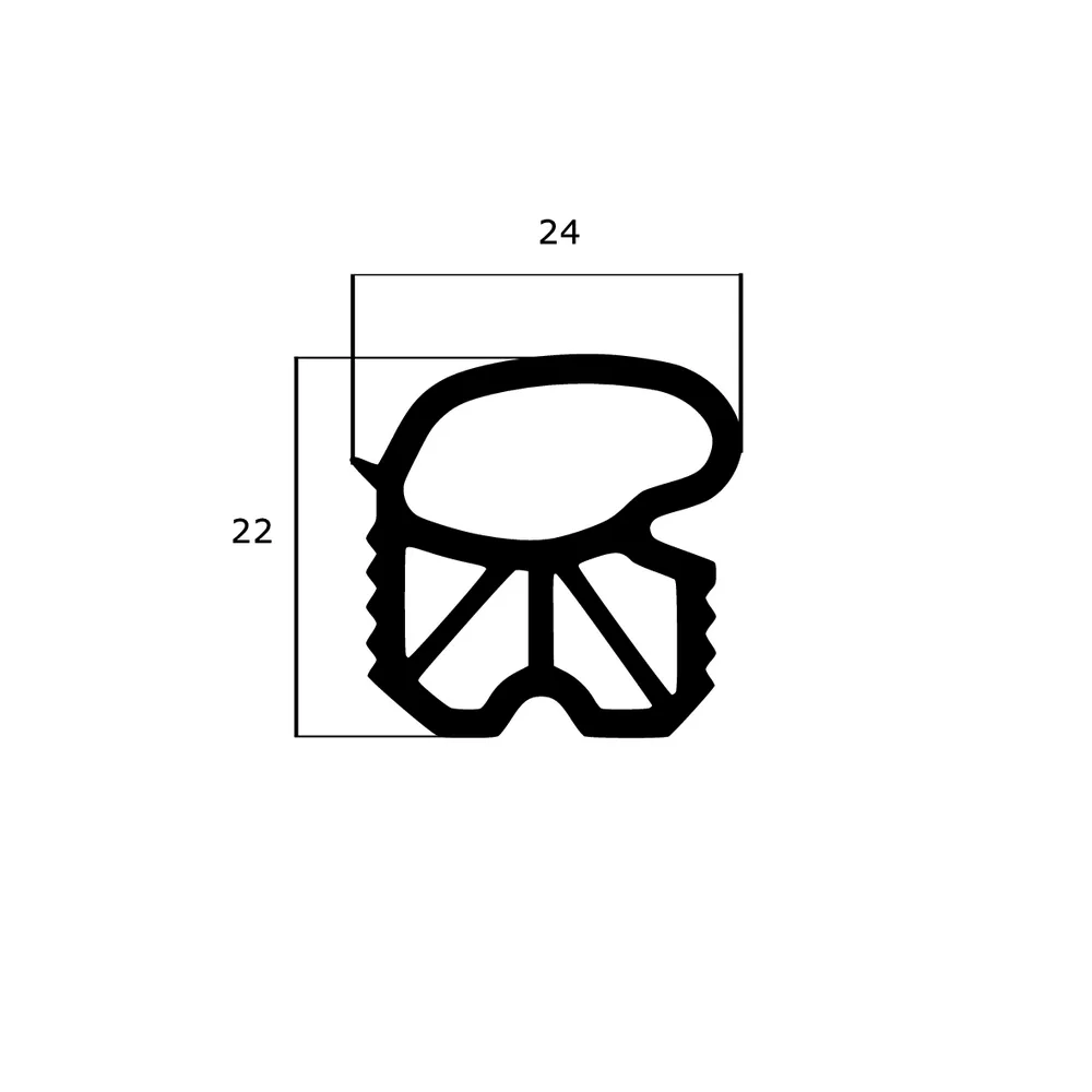 Türrahmen Dichtung - Stahlzargendichtung für Stahlprofile | 24 mm Breite | Farbe: grau