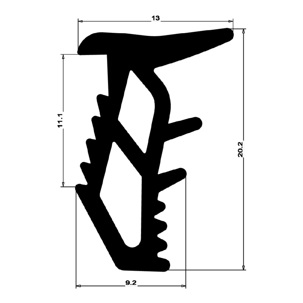 Verglasungsdichtung für Fenster | 12 mm Breite | Farbe: schwarz