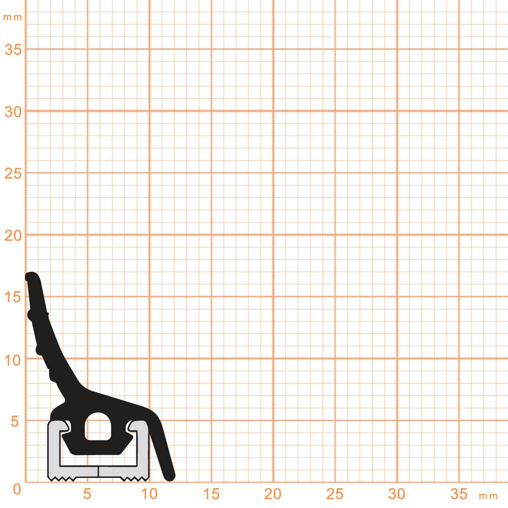 Anpressdichtungen - Anpressdichtung für Fenster- und Türrahmen | 17 mm Höhe | Farbe: schwarz