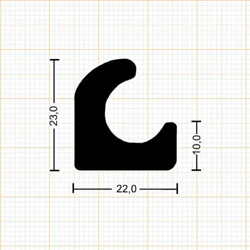 Moosgummi - Stahlzargendichtung für Stahlrahmen | 23 mm Höhe | Farbe: schwarz
