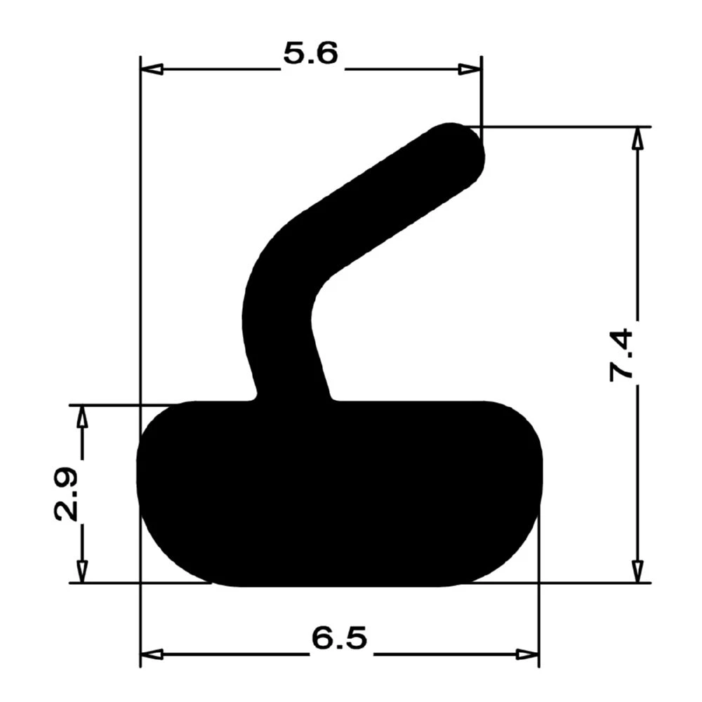 Anschlagdichtung mit Lippe und glattem Fuß | 7 mm Höhe | Farbe: grau
