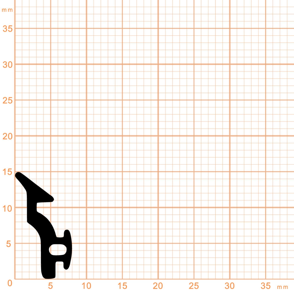 Türrahmen Dichtung - Anschlagdichtung für seitlichen Anschlag | 15 mm Höhe | Farbe: schwarz