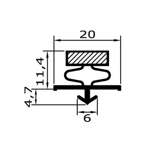  Kühlschrankdichtungsrahmen mit Magnet | 20 mm Breite | Farbe: grau