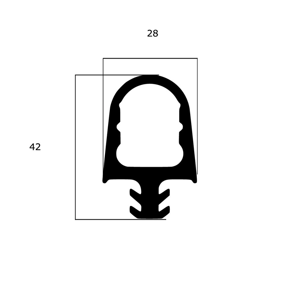 Schlauchdichtungen - Schlauchdichtung für Tore und Systemtüren | 42 mm Höhe | Farbe: schwarz