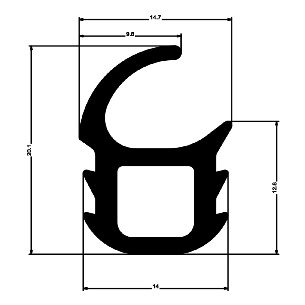 Stahlzargendichtung für senkrechte Nut | 19 mm Höhe | Farbe: beige