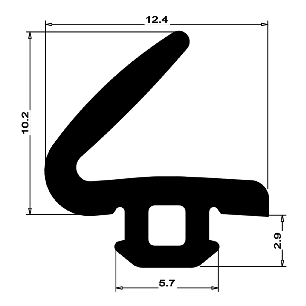 Anschlagdichtung für Alcoa/Reynolds Fenster | 12 mm Höhe | Farbe: schwarz