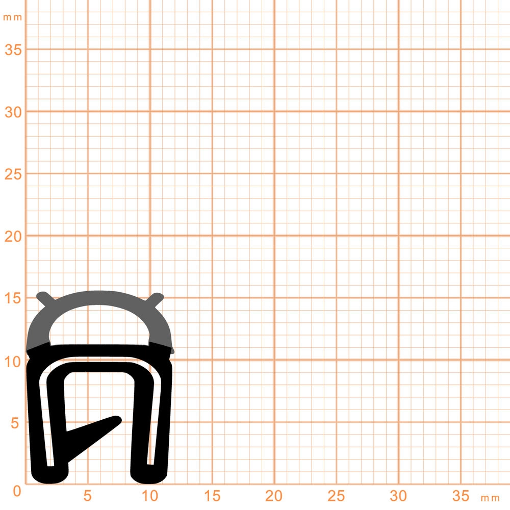 Kantenschutz Dichtprofile - Kantenschutzprofil | Klemmbereich: 1 - 2 mm | Farbe: schwarz