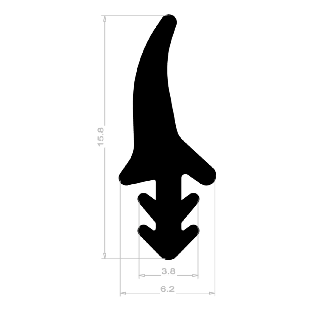 Mitteldichtung für Metall- und Alufenster | 15 mm Höhe | Farbe: schwarz