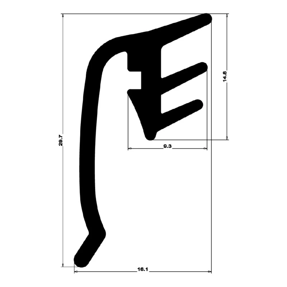 Verglasungsdichtung für Fenster | 17 mm Breite | Farbe: schwarz