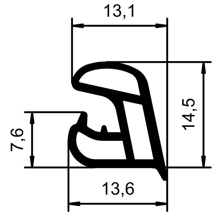 Stahlzargendichtung für seitliche Nut | 14,5 mm Höhe | Farbe: weiß