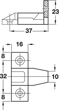 Verbinder & Bodenträger - Aufschiebebeschlag Keku AS | Bohrabstand: 32 mm | Farbe: schwarz