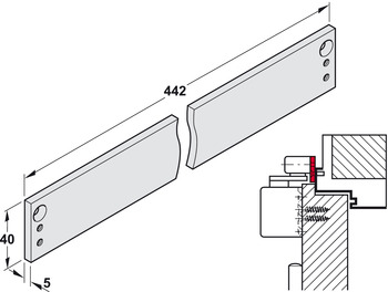 Türöffner & Türschließer - Montageplatte für Gleitschiene von Dorma TS 91/92/93 | Breite: 40 mm | Farbe: silber