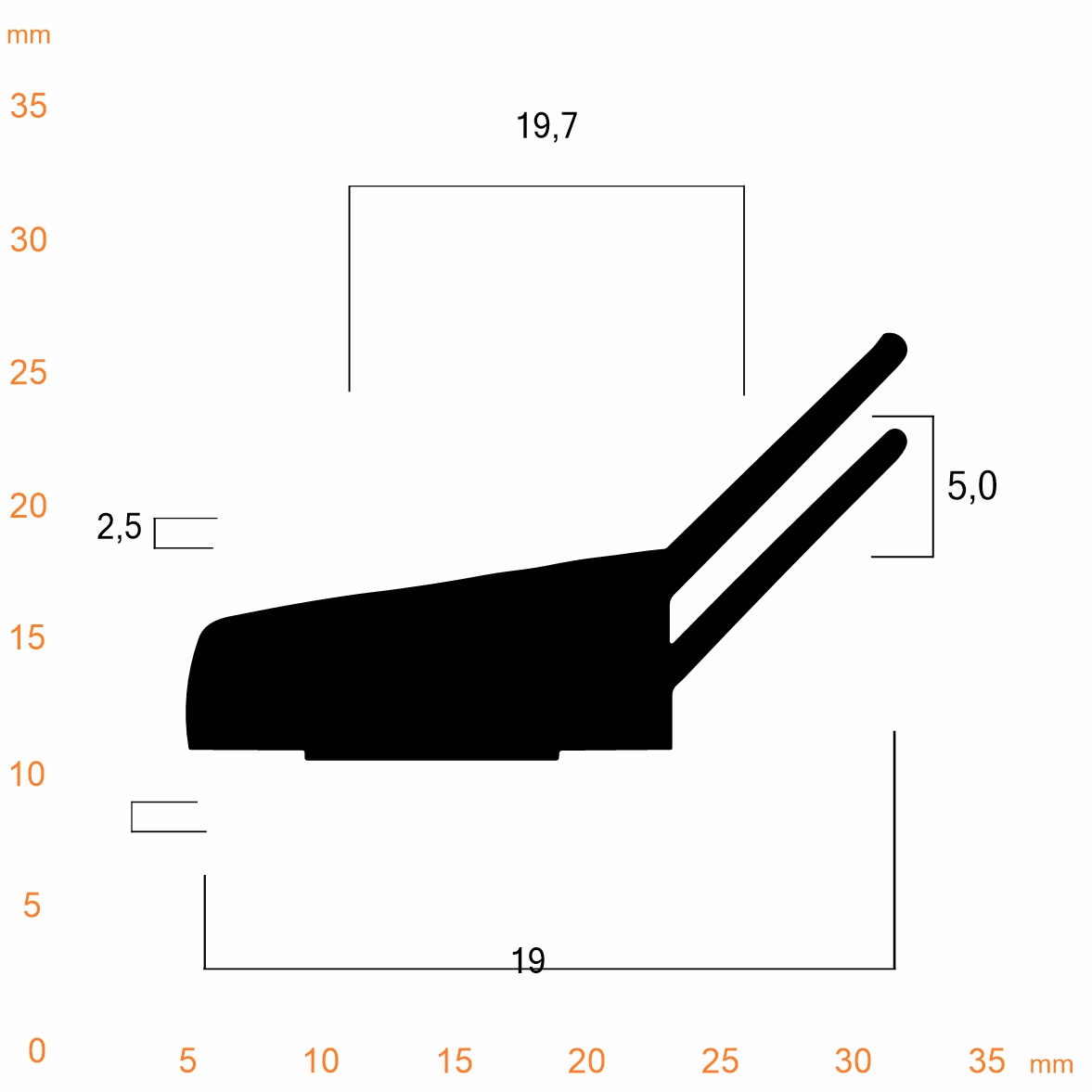Abdichtungsschiene mit Anpressdichtung | 2000 mm Länge | Farbe: dunkelbraun
