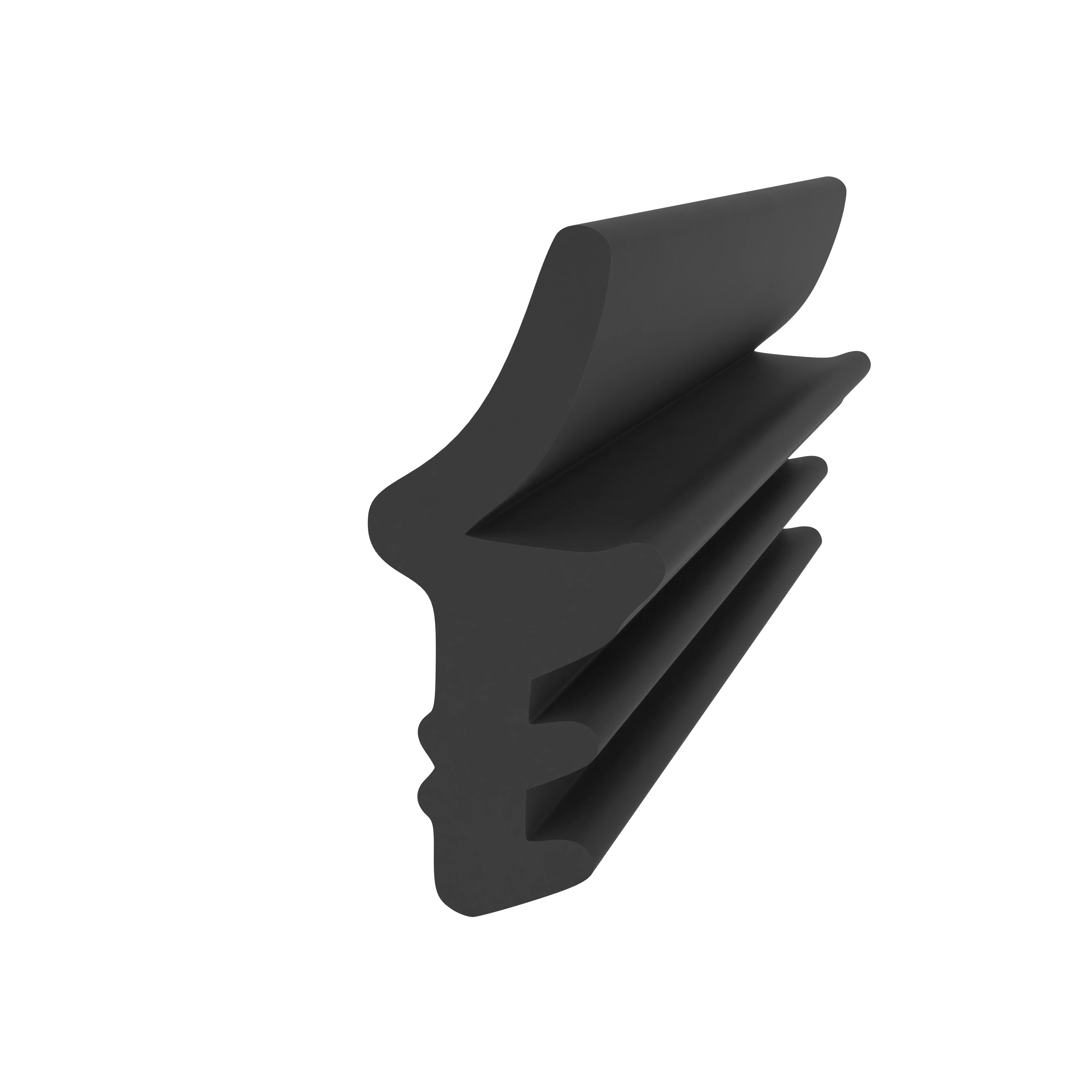 Anschlagdichtung mit Lippe und profiliertem Fuß | 16 mm Höhe | Farbe: schwarz