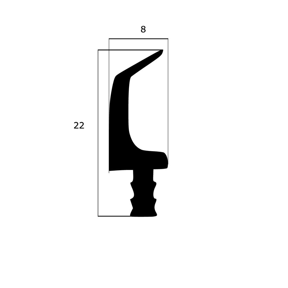 Mitteldichtungen - Mitteldichtung für Alu- oder Metallfenster | 22 mm Höhe | Farbe: schwarz 