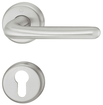 Türdrücker - Türdrücker-Garnitur mit Profilzylinder | Hoppe Cardiff E1850Z/17KV/17KVS | Farbe: silber