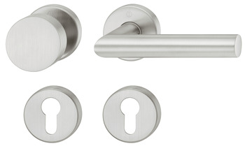 Türdrücker - Türdrücker-Garnitur mit Profilzylinder | Hoppe Amsterdam E1400Z/42KV/42KVS | Farbe: silber