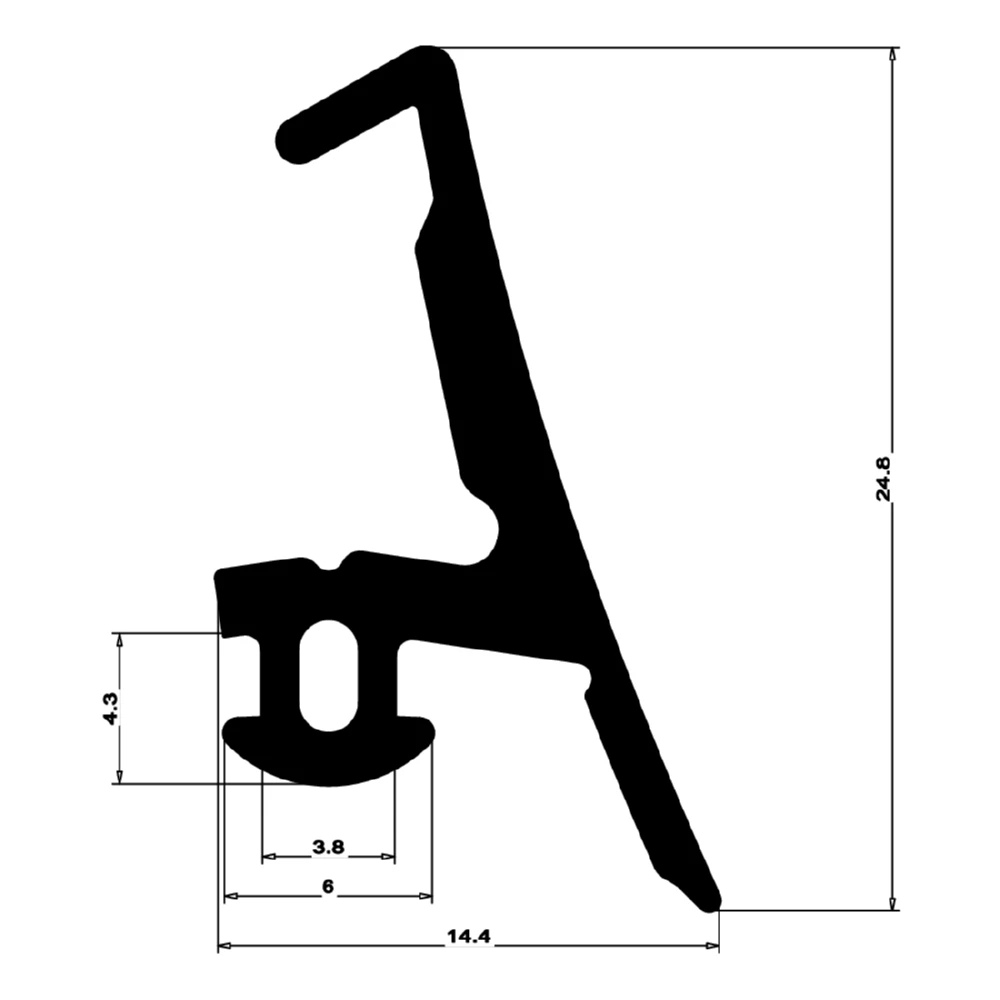 Mitteldichtung für Metall- und Alufenster | 24 mm Höhe | Farbe: schwarz