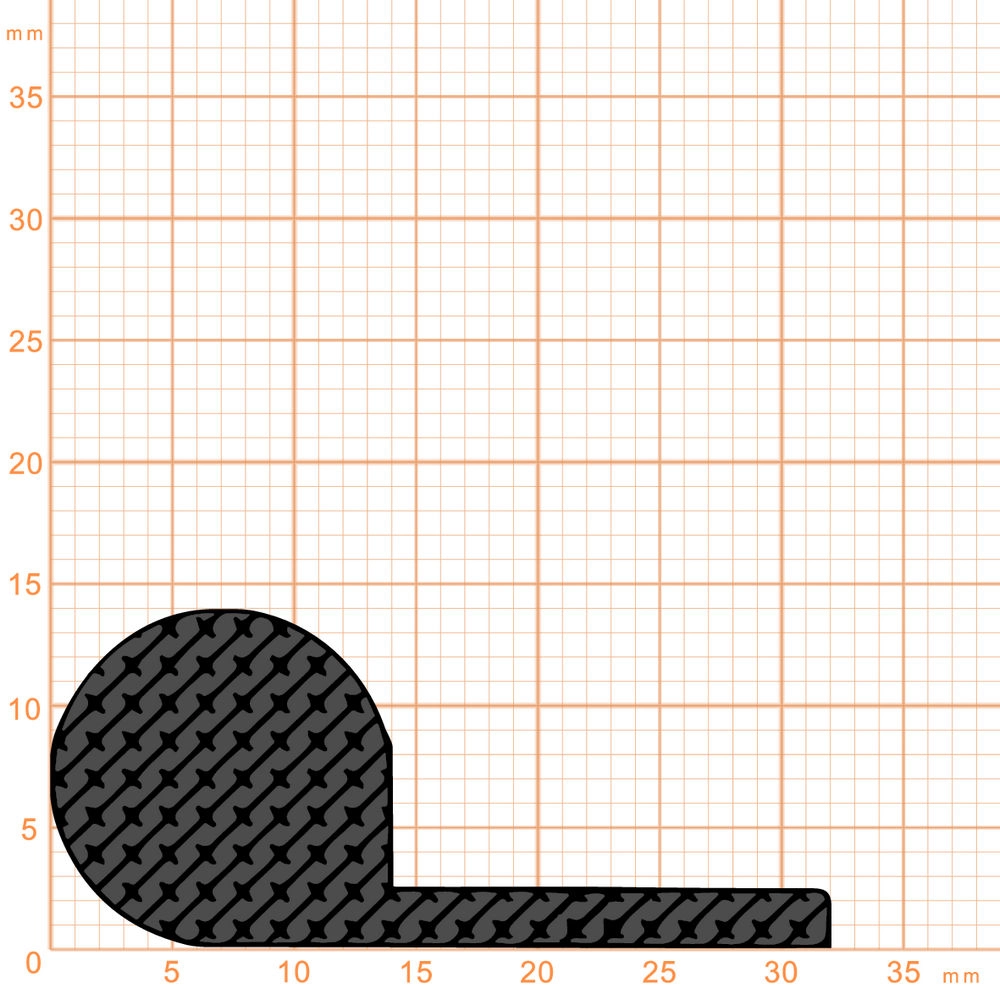 Voll- und Moosgummi-Profile - Kühlschrankdichtung Meterware | Höhe: 14 mm | Farbe: schwarz
