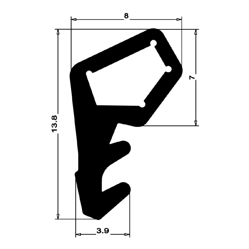Hebeschiebetürdichtung | Höhe: 14 mm | Farbe: schwarz