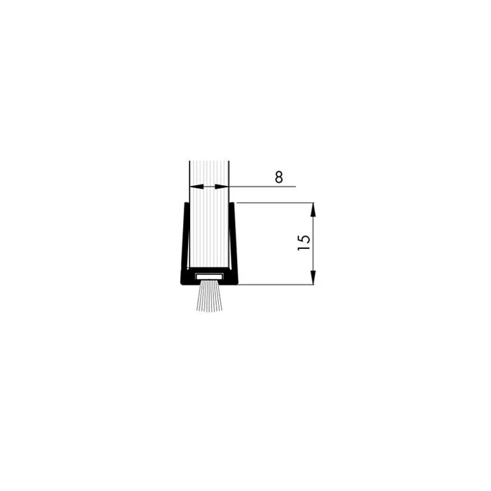 Glastürprofil mit Bürste | Glasstärke: 8 mm | Farbe: alu-silber-elox