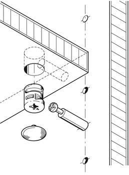 Verbinder & Bodenträger - Verbindergehäuse von Häfele Minifix 15 | Bohrtiefe: 14 mm +0,5 mm | Für Holzdicke ab 19 mm