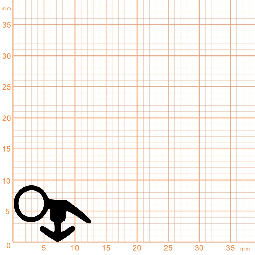 Lippendichtungen - Anschlagdichtung mit Schlauch für Fenster | 12,5 mm Breite | Farbe: schwarz