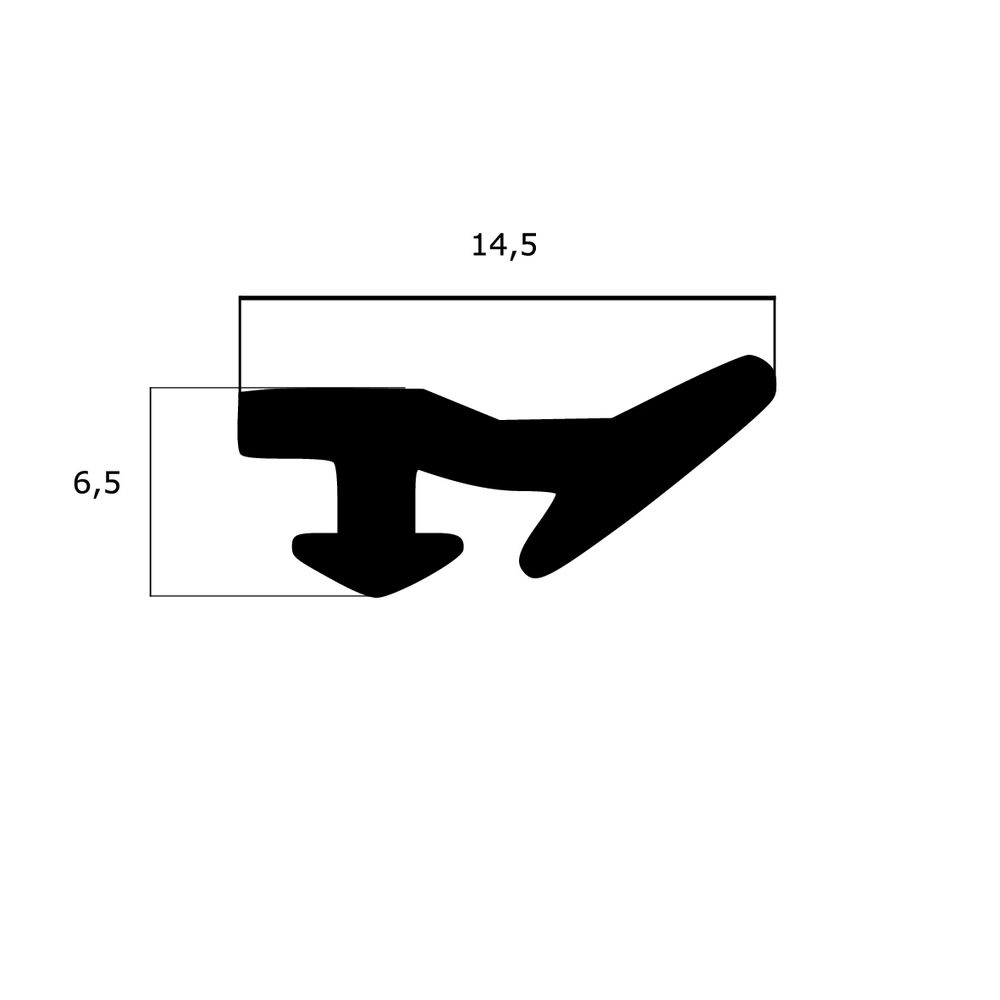 Türrahmen Dichtung - Anschlagdichtung für Fenstern mit seitlichem Anschlag | 14,5 mm Höhe | Farbe: schwarz