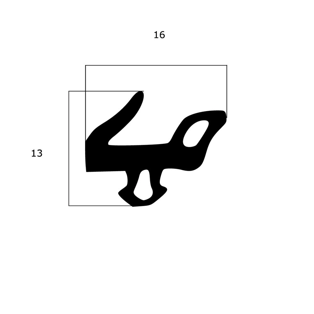 Lippendichtungen - Anschlagdichtung mit Lippe und profiliertem Fuß | 13 mm Höhe | Farbe: schwarz 
