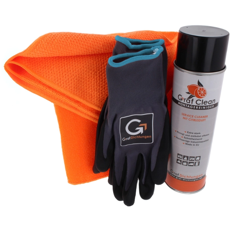 Profi-Reinigungsset | mit Mikrofasertuch (x2), Reinigerspray & Handschuhen 11/XXL