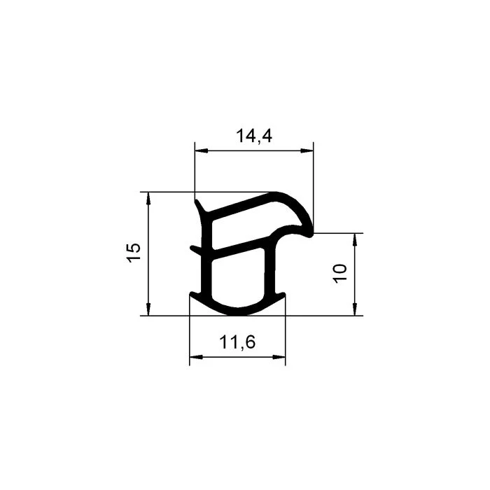 Stahlzargendichtung für senkrechte Nut | 15 mm Höhe | Farbe: schwarz