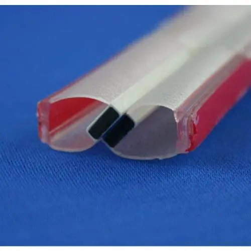 Senkrecht - Selbstklebende Dusch-Magnetdichtung 180° Winkel| 8 – 12 mm Glasstärke | Farbe: transparent