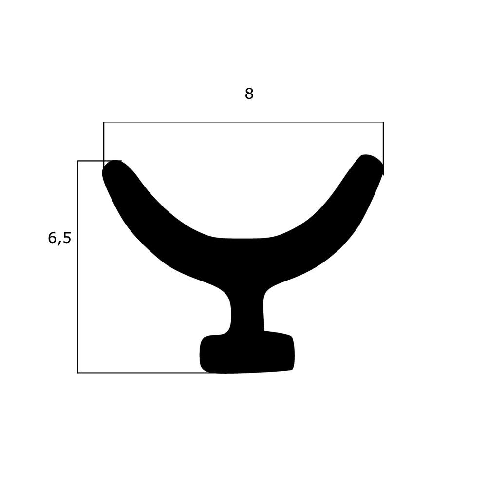 Lippendichtungen - Anschlagdichtung mit Lippe und profiliertem Fuß | 6,5 mm Höhe | Farbe: weiß 