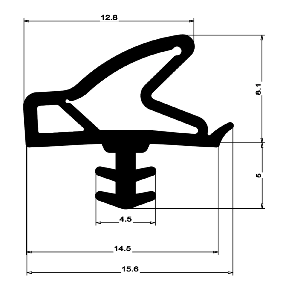 Zimmertürdichtung für Holztüren | 12,7 mm Höhe | Farbe: weiß