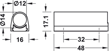 Schaltergehäuse für Häfele Loox | Verwendbar für: Schalter Ø 12 mm | Maße: 48 x 16 x 17,1 mm